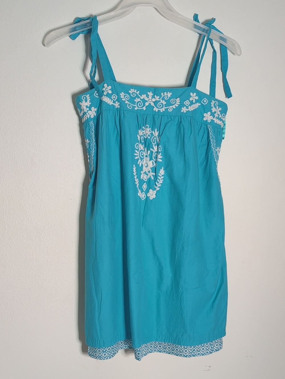 Billabong Womens Turquoise Sundress Indian Crewl Embroidered Swim Cover Up Large